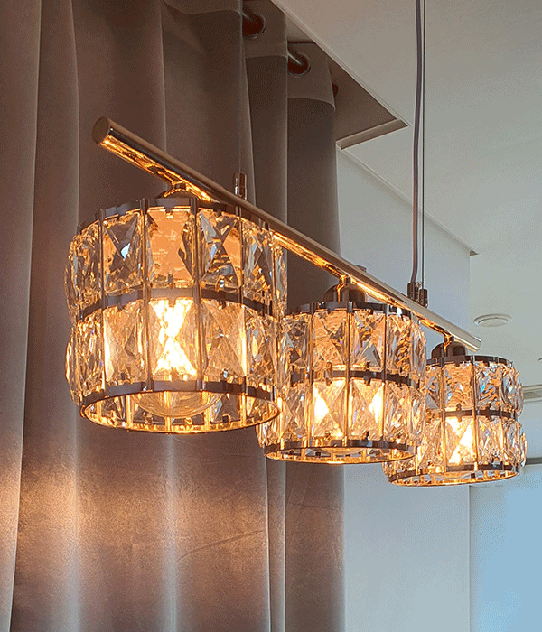 앙투 1등, 2등, 3등 크리스탈 LED식탁등, 인테리어 펜던트조명 (2단)