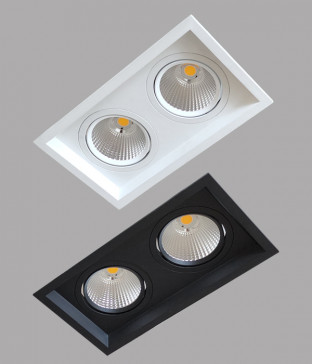 LED COB 도로시 2구 사각 매입등, 매입조명 (60W 블랙 화이트 필립스)